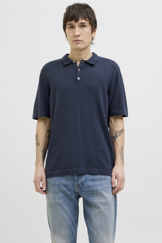 JJEEMIL KNIT RELAXED POLO SS SN 12268216 NAVY BLAZER